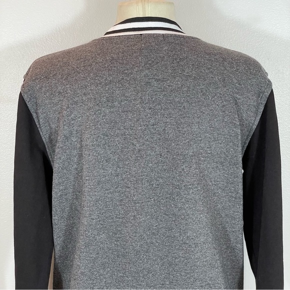 NoS Paris France Embroidered Black Gray Fleece Knit Zip Bomber Jacket Sz M - Picture 5 of 10